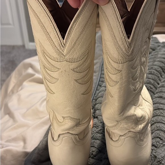 Boots. Tecovas Bone Calfskin Cowboy Boots - Picture 9 of 11